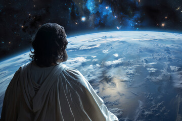 Jesus Christ watching the earth from above