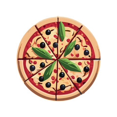 Round pizza vector illustration on white background