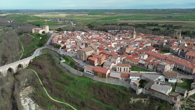 Aerial view of the historic center of Arevalo, Avila