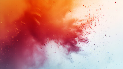 Abstract multi color powder explosion on white background. Freeze motion of dust particles splashing. Painted Holi in festival