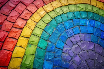 Colorful Rainbow mingle Copy Spcae Design. Vivid activism wallpaper distance abstract background. Gradient motley striking lgbtq pride colored neon illustration arch