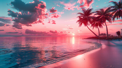 Ocean Sunset Serenity, Tranquil Beach Horizon, Warm Evening Glow, Peaceful Coastal Escape
