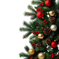 Christmas tree ornamentals on isolated background