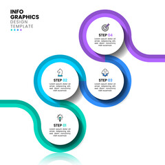 Infographic template. 4 circles connected by a line