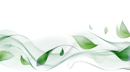 abstract green leaves swirling motion isolated on white or transparent background