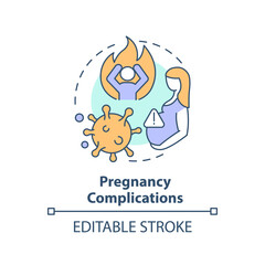 Pregnancy complications multi color concept icon. Fetal health, gynecology. Round shape line illustration. Abstract idea. Graphic design. Easy to use in infographic, presentation, brochure, booklet