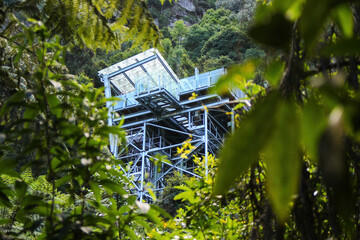 Tower of the Scenic Skyway, a cable-car crossing the Jamison Valley in Scenic World, Blue Mountains...