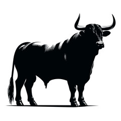 black and white bull silhouette