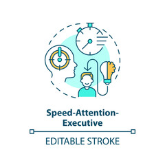 Speed-attention-executive multi color concept icon. Hyperactive behaviour. Round shape line illustration. Abstract idea. Graphic design. Easy to use in infographic, presentation, brochure, booklet