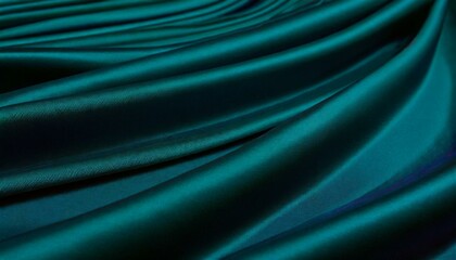 Luxury cyan wavy fabric background. Abstract silk cloth texture pattern. Smooth shiny elegant drapery material curtain.