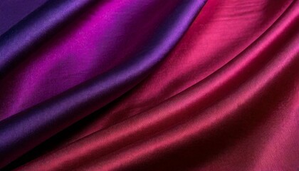 Fototapeta na wymiar Luxury wavy pink to purple gradient fabric background. Abstract silk cloth texture pattern. Smooth shiny elegant drapery material curtain.