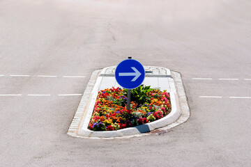 typical traffic island in Munich, Bavaria, Germany