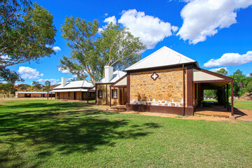 Old buildings of the Alice Springs Telegraph Station Historical Reserve in the Red Centre of...