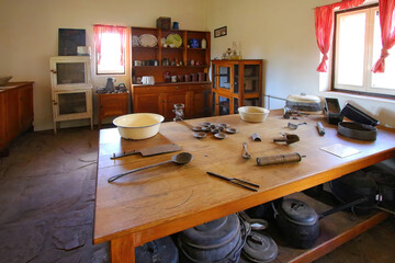 Vintage kitchen in the Alice Springs Telegraph Station Historical Reserve in the Red Centre of...