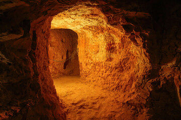 Underground sandstone gallery of the Old Timers Mine in Coober Pedy, South Australia