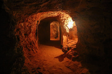 Underground sandstone gallery of the Old Timers Mine in Coober Pedy, South Australia