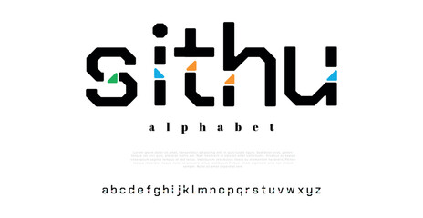 Sithu Modern abstract digital alphabet font. Minimal technology typography, Creative sport font and with numbers. vector illustration Pro Vector - obrazy, fototapety, plakaty