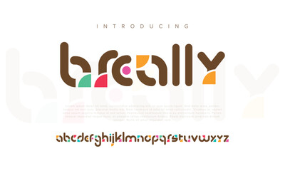 Breally Sport digital modern alphabet fonts set Pro Vector