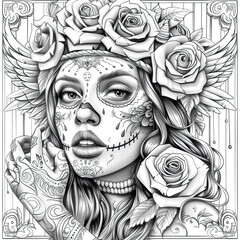 Fototapeta premium Tattoo style portrait of chicano girl. beautiful woman with tattoo