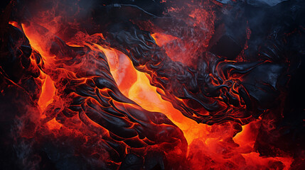 Molten Lava Flow Textures in Volcanic Landscape