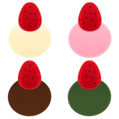 Strawberry Daifuku Mochi Cartoon illustration Japanese Dessert Strawberry Daifuku Mochi Strawberry Set Collection
