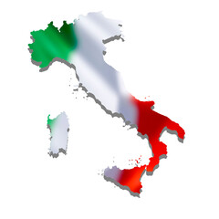 outline of Italy with national flag