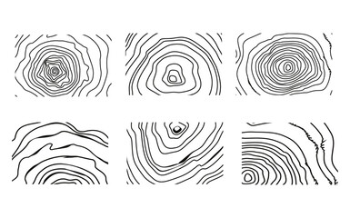 Background of abstract growth rings of a tree.Line design of a wooden stump.Tree cut pattern.Vector topographic map concept. 