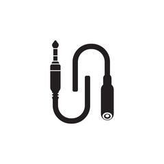 Audio Cable Icon, Plug Wire Vector Art Illustration