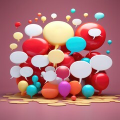 Vibrant 3D Speech Bubbles Over Gradient Background