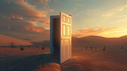 Opened door on desert. Unknown.