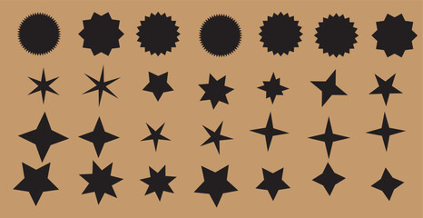 Star burst sticker vector set. Stars collection. Star icons. Starburst retro sale badge. Star blank label, stickers emblem. Shine symbol illustration. star sign collections
