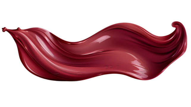 Burgundy red smudge smear cream isolated on transparent background,transparency