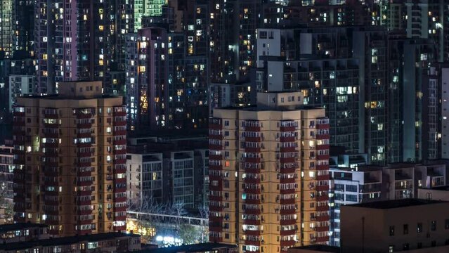 Aerial View of Residential Building at Night