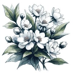 Jasmine Sketch: Tranquil Depiction of Nature's Elegance