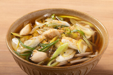 鶏ささみ　ねぎ蕎麦