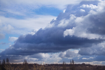 Fototapeta na wymiar Storm cloud front low overhead