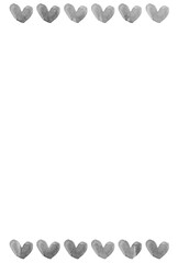 水彩のモノクロのハートのフレーム素材