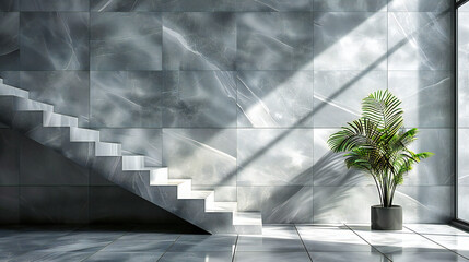 Minimalist concrete staircase, emphasizing the beauty of modern architecture and abstract design