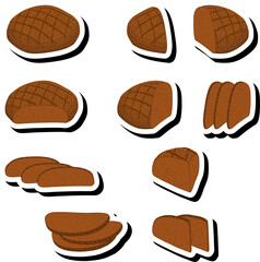 beautiful tasty edible homemade set baked bread consisting of various ingredients