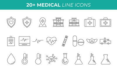 Set of Medical line icons vector illustration collection