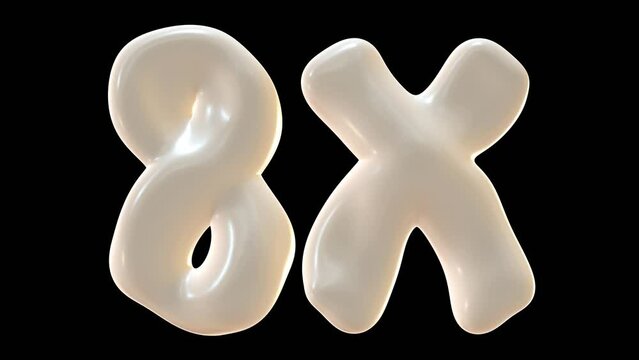8x with milky color isolated on transparent background. 3d animation for double and bonus concept