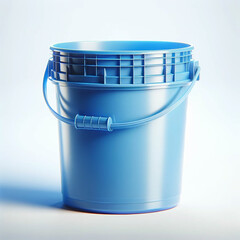 Blue plastic bucket. Isolated bucket on white background