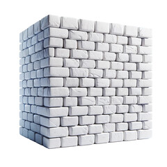 Isolated white bricks. Wall of bricks