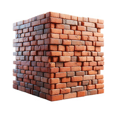 Red bricks. Isolated wall of bricks