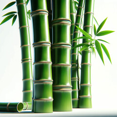 Fresh bamboo branches. Isolated bamboo on white background