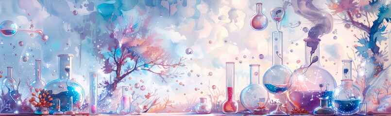 biotechnology intertwines with magical elements, creating a fantasy world, science and biotechnology with magic.