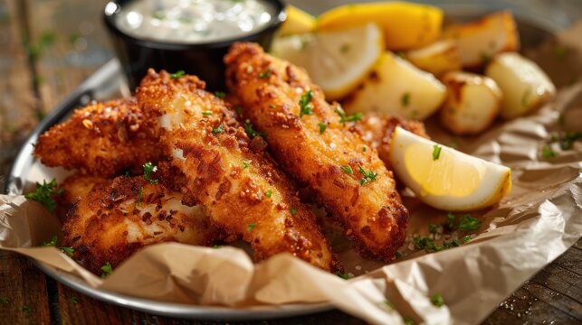  fresh fish fingers with potatoes 