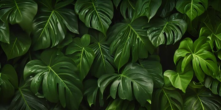 Tropical green leaves background 4K Video