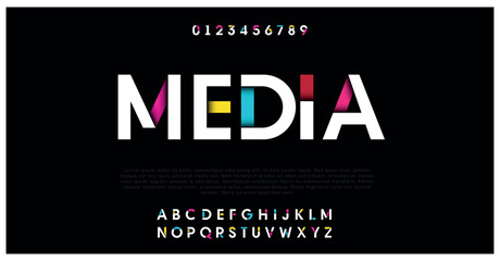 Media modern minimal stylish typography alphabet capital letter logo design