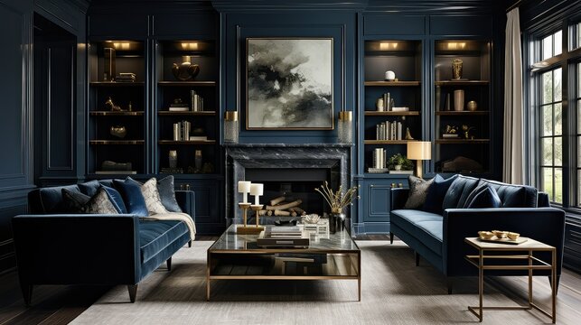 room navy blue interior